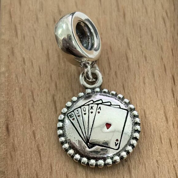 Pandora Playing Cards Poker Casino Vegas Charm, S925 Silver Bracelets - Picture 1 of 4